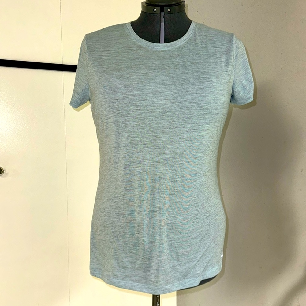 EUC Eddie Bauer Heathered Schlub Knit Short Sleeve Crewneck Tee in Mint/Grey